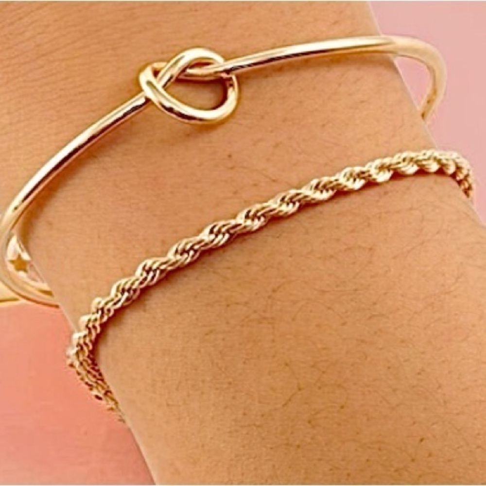 Anthropologie Gold Plated Knot and Twist Bracelet Set